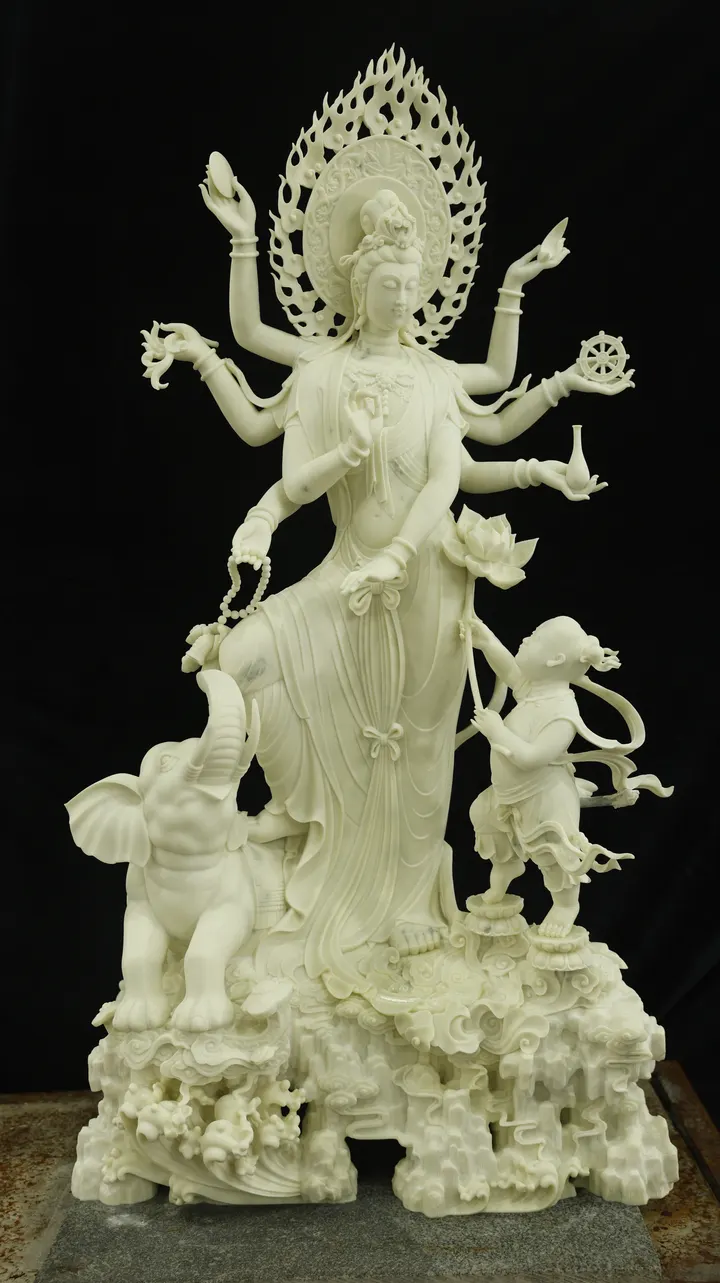 童子拜观音·高英坡大师艺术作品